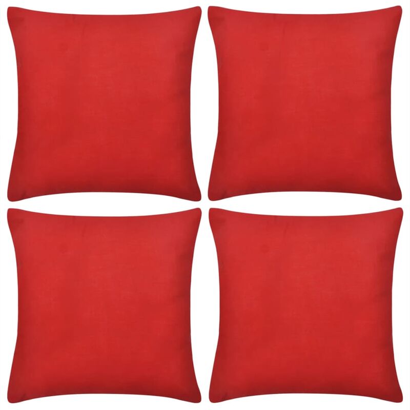 

4 fundas rojas para cojines de algodón, 50 x 50 cm - Rojo