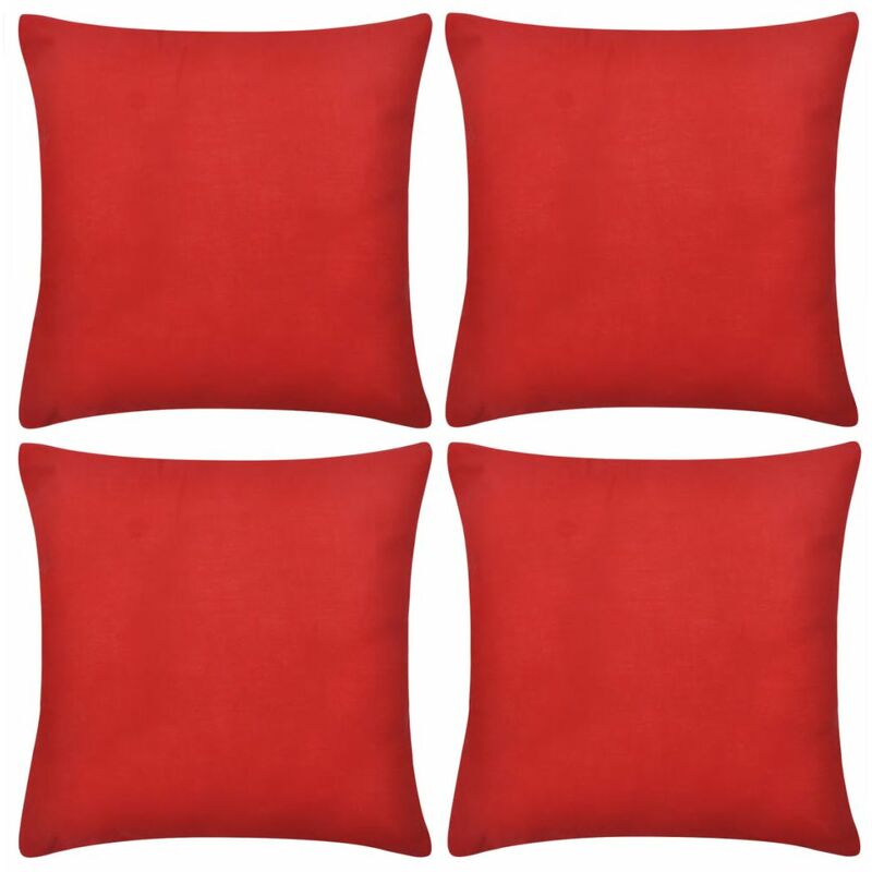 

4 fundas rojas para cojines de algodón, 40 x 40 cm