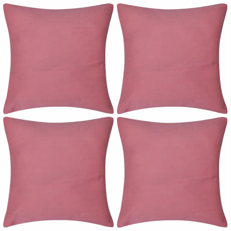 

4 fundas rosas para cojines de algodón, 40 x 40 cm - Rosa