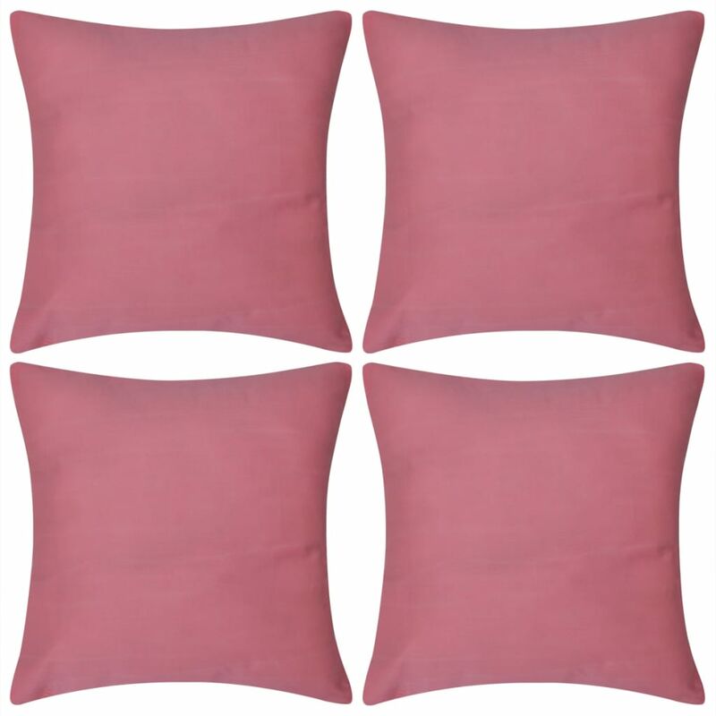 

4 fundas rosas para cojines de algodón, 50 x 50 cm - Rosa