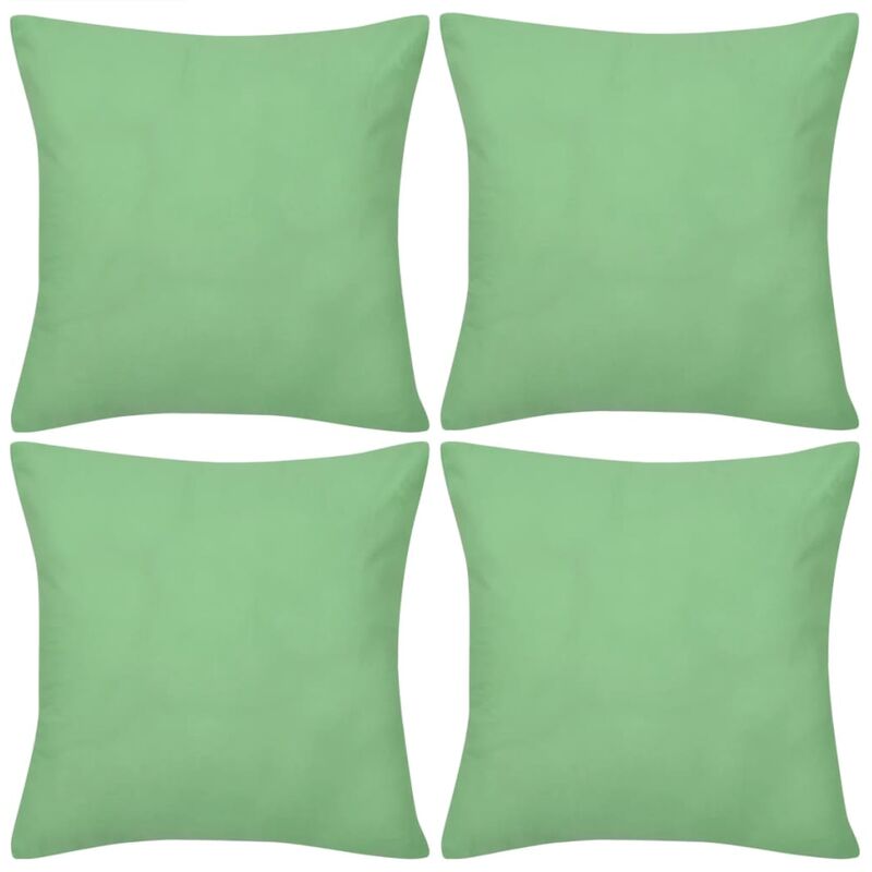 

4 fundas verde manzana para cojines de algodón, 40 x 40 cm - Verde