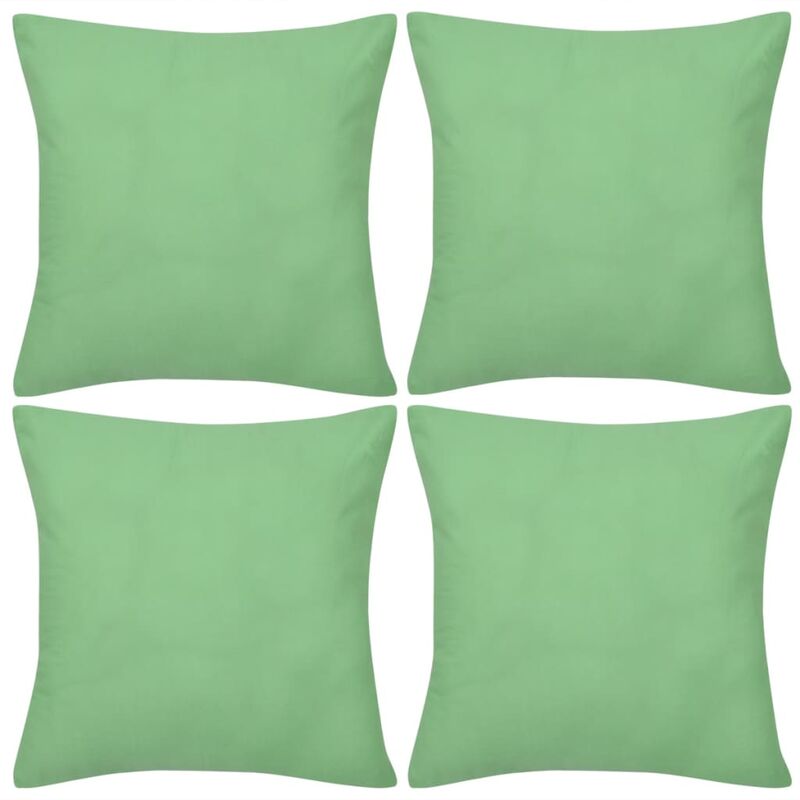 

4 fundas verde manzana para cojines de algodón, 50 x 50 cm - Verde