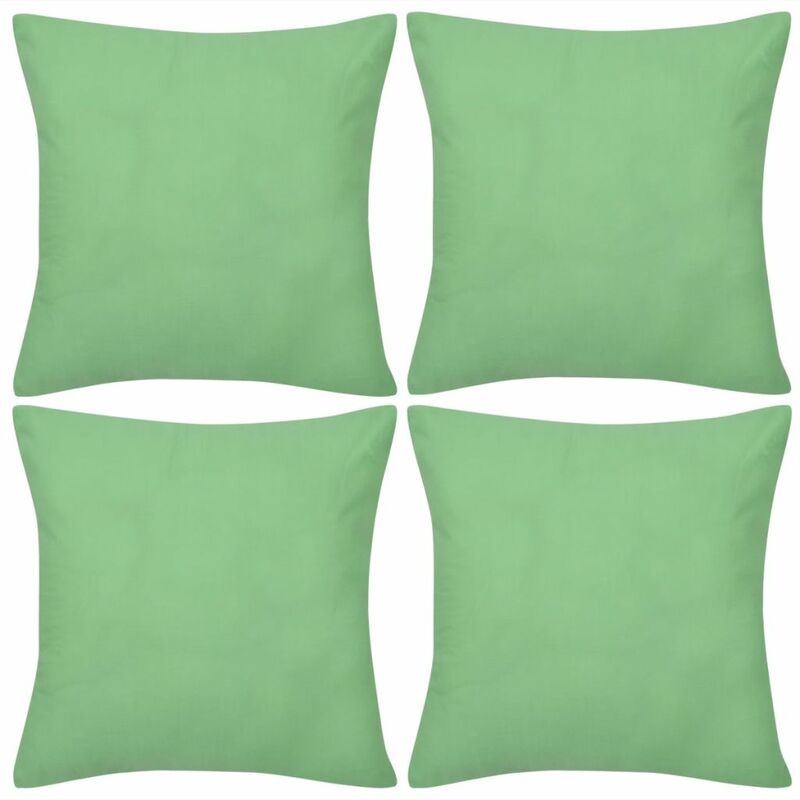 

4 fundas verde manzana para cojines de algodon, 40 x 40 cm