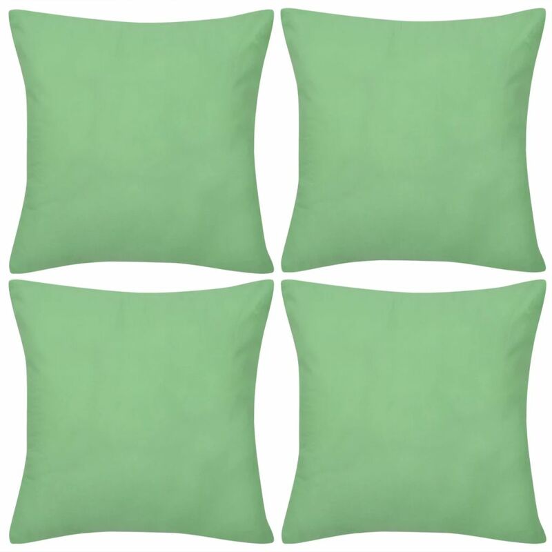 

4 fundas verde manzana para cojines de algodón, 50 x 50 cm