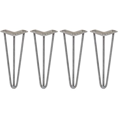 4 Gambe per Tavolo a Forcina SkiSki Legs 30,5cm Acciaio Naturale 3 Rebbi 10mm
