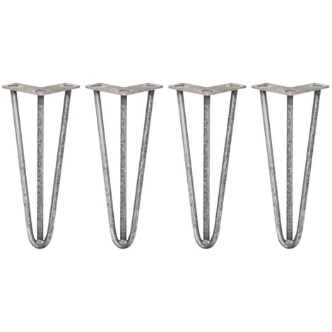 4 Gambe per Tavolo a Forcina SkiSki Legs 30,5cm Acciaio Naturale 3 Rebbi 12mm