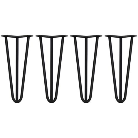 4 Gambe per Tavolo a Forcina SkiSki Legs 30,5cm Acciaio Nero 3 Rebbi 12mm