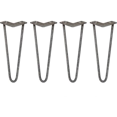 4 Gambe per Tavolo a Forcina SkiSki Legs 35,5cm Acciaio Naturale 2 Rebbi 12mm