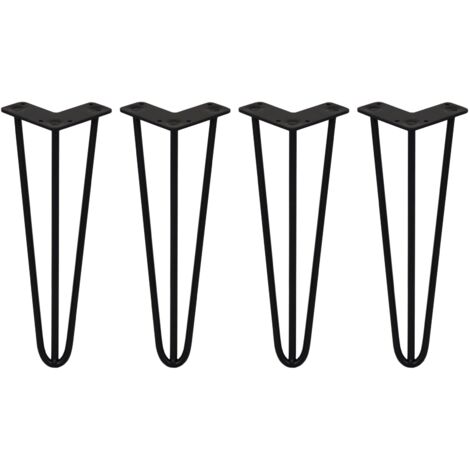 4 Gambe per Tavolo a Forcina SkiSki Legs 35,5cm Acciaio Nero 3 Rebbi 10mm
