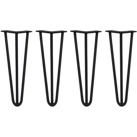 4 Gambe per Tavolo a Forcina SkiSki Legs 35,5cm Acciaio Nero 3 Rebbi 12mm
