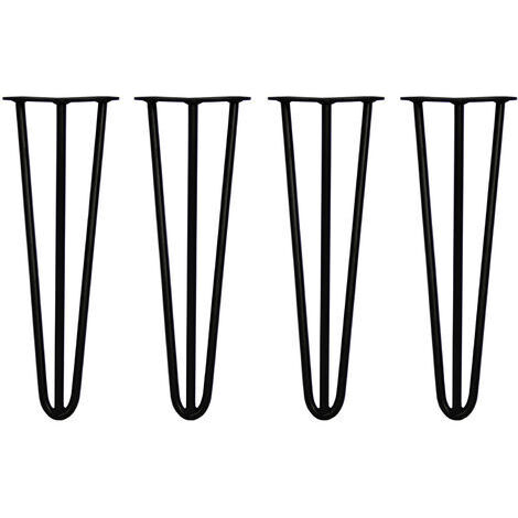 4 Gambe per Tavolo a Forcina SkiSki Legs 40,6cm Acciaio Nero 3 Rebbi 12mm