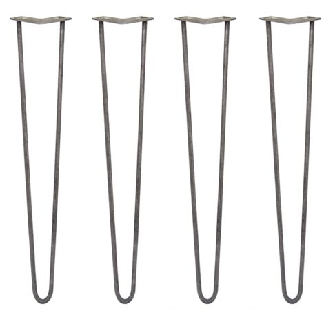 4 Gambe per Tavolo a Forcina SkiSki Legs 71cm Acciaio Naturale 2 Rebbi 12mm