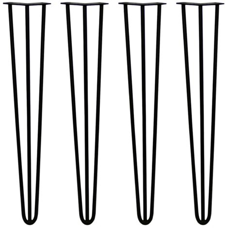 4 Gambe per Tavolo a Forcina SkiSki Legs 71cm Acciaio Nero 3 Rebbi 12mm