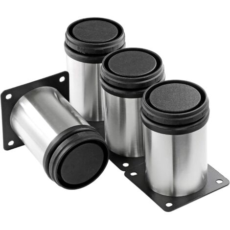 4 gambe regolabili per mobili da 8 cm, gambe regolabili per mobili, tonde in acciaio inox, altezza regolabile 0-15 mm, per gambe di divani, con viti