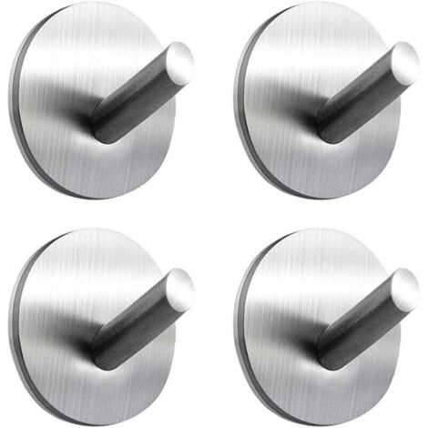4 ganchos adhesivos de acero inoxidable para baño, con capacidad máxima de 8 kg, para colgar toallas con cinta adhesiva, ideales para uso familiar y de oficina, autoadhesivos -