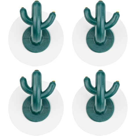 4 ganchos adhesivos de cactus de plástico para toallas, impermeables, para colgar abrigos y peines.