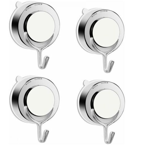 (4) Ganchos con ventosa para baño y cocina, ganchos de pared con ventosa, gancho para toallas potente, gancho de ducha de acero inoxidable,