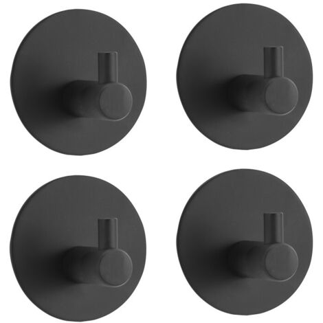 4 Ganchos de pared para toallas KHEO negro mate MSV