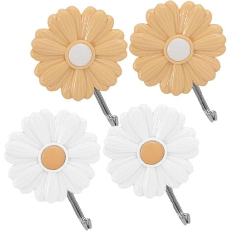 4 ganci autoadesivi a forma di margherita per asciugamani da bagno, ganci per bambini, ganci da parete con motivo a cartoni animati