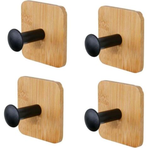 4 ganci da parete in legno da 35 mm, ganci da parete in legno satinato, appendiabiti da parete in legno senza foratura, una combinazione di elementi industriali e naturali