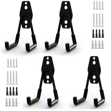 4 ganci portaoggetti in acciaio per garage, ganci portaoggetti per attrezzi da garage con rivestimento antiscivolo, supporto resistente per appendere scale/biciclette/attrezzi da giardino/corde