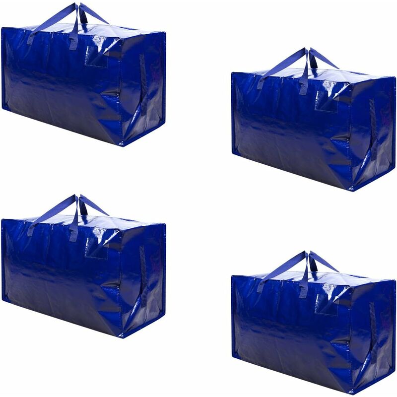 Image of 4 grandi borse portaoggetti resistenti con chiusura a cerniera e tasca per etichette per trasloco, deposito vestiti, borsa per biancheria,