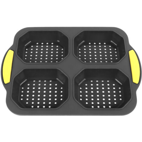 4 Grid Silicone Loaf Pan Baking Pan for Baking French Baguettes Hot Dog Buns Bread Mold Nonstick Dishwasher Safe Heat Resistant