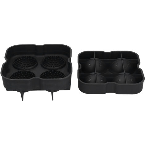 4 Grids Ice Ball Mold Reusable Food Grade Silicone Ice Ball Maker Tray Home Kitchen Utensils Black