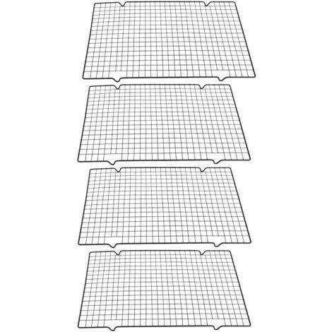 4 grilles de refroidissement et de cuisson en acier inoxydable, grille de refroidissement pour pâtisserie, grille de cuisson 40,5 x 25,5 x 2 cm, plaque de cuisson au charbon de bois