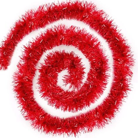 4 guirlandes rouges métalliques Noël 200 cm pour sapin, cheminée, fenêtre ou porte