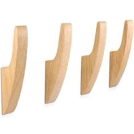4 Haken und Garderobenhaken für Zuhause, Wandgarderobe aus Holz, Multifunktionale Vintage-Wandgarderobenhaken aus Holz, Badezimmerhaken, Haken für Flur, Wohnzimmer, Schlafzimmer