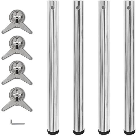 4 Height Adjustable Table Legs Chrome 710 mm