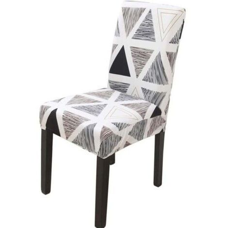 4 Housses de Chaise Douces Lavables pour 4/6 - Pose Elastique Velours Gris Maïs Style A