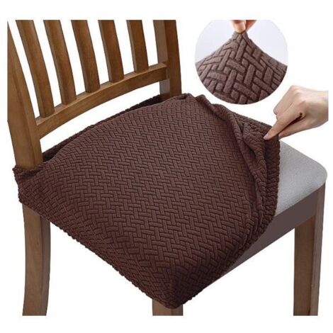 4 Housses de Chaise Extensible en Jacquard Gaufré, Lavables et Amovibles pour Salle à Manger, Cuisine, Bureau ou Hôtel