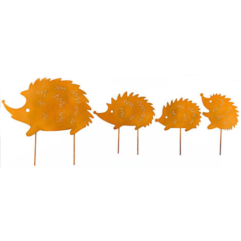 [4 Igel-Dekorationen] Rustikale Blumentopf-Kunst: Igel-Silhouette aus Eisen – Dekoration für Haus und Garten