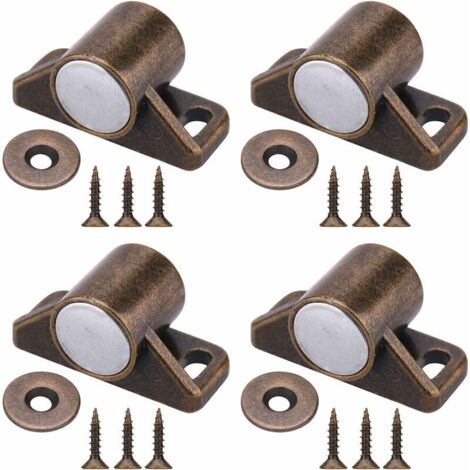 4 imanes de cierre magnético para puertas de armarios con tornillos de acero inoxidable para puertas correderas de armarios de cocina estilo rústico (bronce)
