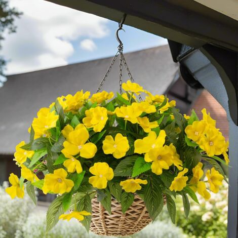 4 Impatiens Artificielles Extérieures – Jaune, UV Résistantes, Décoration Jardin et Balcon