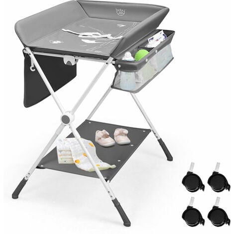 4-in-1 Baby Changing Table Folding Nursery Changing Station Bath W/Mat Storage