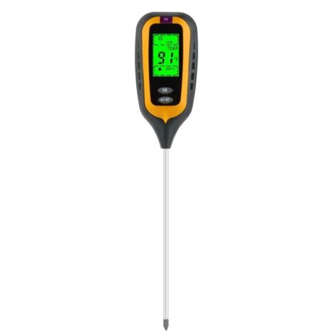 4-in-1 Boden-pH-Meter, Boden-Temperaturmesser, Solar-Feuchtigkeits-pH-Meter-Tester für Gartenpflanzen und Blumen, LCD-Display (quadratisch)