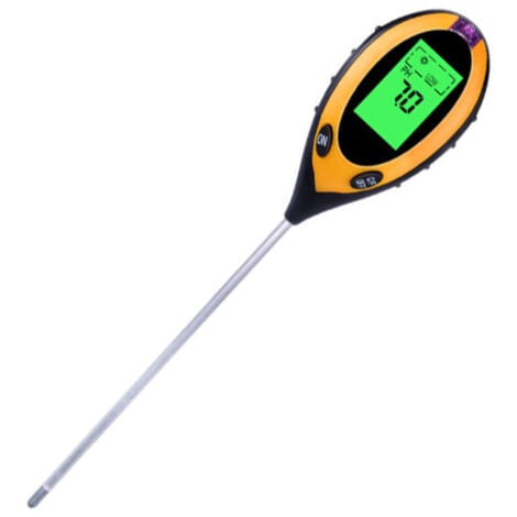 TINOR 4-in-1-Bodenfeuchtigkeitstester, digitales Bodentest-Set, pH, Temperatur, Sonne, Luftfeuchtigkeit, Säure mit hintergrundbeleuchtetem LCD-Display für Garten, Rasen, Landwirtschaft, Zimmerpflanzen (1 St