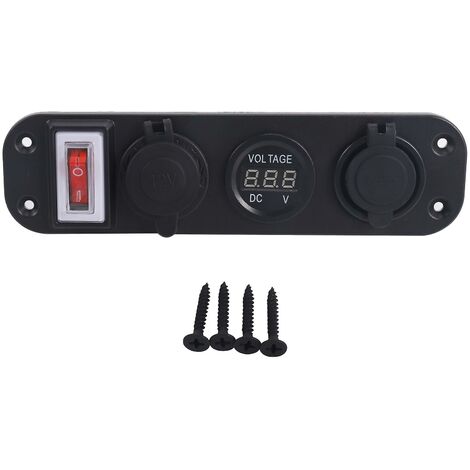 4-in-1-Dual-QC3.0-Ladegerät, Zigarettenanzünder-Buchse, digitales Voltmeter mit Wippschalter und Smart Blue