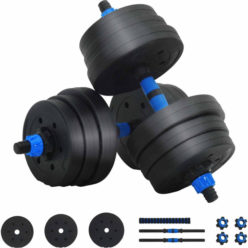 2-in-1 Dumbbell Barbell Set 20 Kg Black And Blue Vidaxl