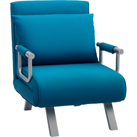 4-in-1 Faux Suede Chair Bed - Blue