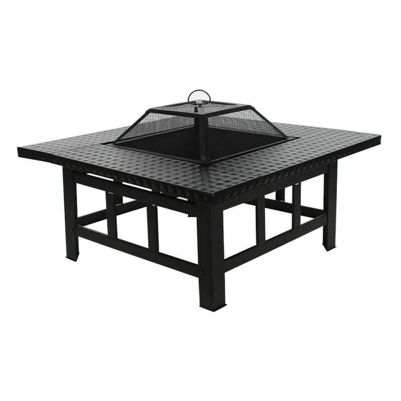 4 in 1 Fire Pit Table Top BBQ Grill & Ice Cooler Garden Patio Heater Log Burner