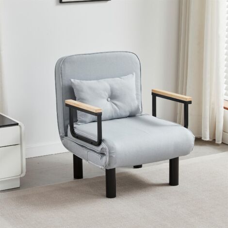 4 in 1 Folding Sofa Bed Convertible Lounge Sleeper Chair with Adjustable Backrest and Large Cushion, Sleeper Recliner Armchair for Living Room, Bedroom, Guest Room, ( SINGLE LIGHT GREY)
