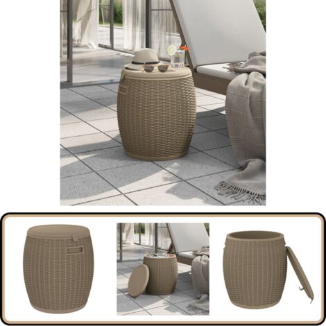 4-in-1 Gartenbox Hellbraun Polypropylen - Gartendeko - Gartenaufbewahrung - Outdoor Möbel - Sitzmöglichkeit - Glastischler