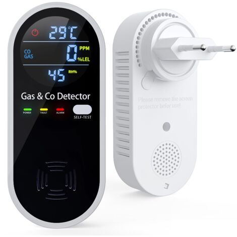 4-in-1 Gas- und Kohlenmonoxid-Detektor mit akustischem Alarm – misst CO, Temperatur, Luftfeuchtigkeit, Selbsttest für Wohnzimmer, Schlafzimmer, Keller, Garage, Büro und mehr.