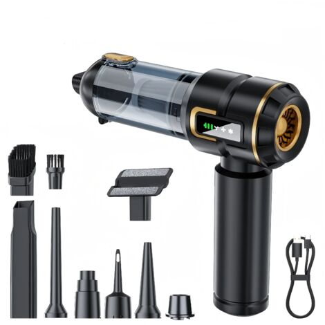 4-in-1 Handstaubsauger, kabelloser Autostaubsauger 16000Pa, 3 Geschwindigkeiten, LCD-Bildschirm, Ein-Klick-Entleerung, Schwarz