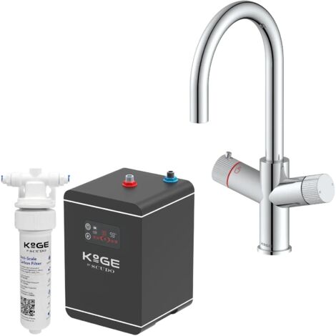 4 in 1 Instant Hot Water Kitchen Tap Swan Spout Chrome Finish Scudo KoGE