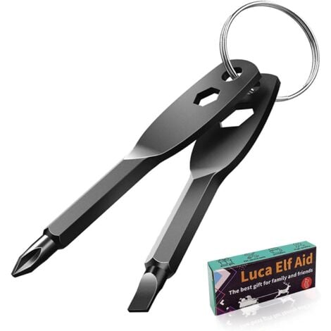 4 in 1 Keychain Screwdriver Set, Gift for Men, Portable Multi-Function Screwdriver, Cross, Slotted, 2 Hex Keys Size